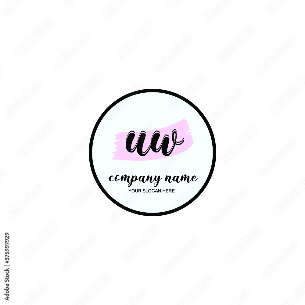 UW Initial handwriting logo template vector UW Initial handwriting logo template vector