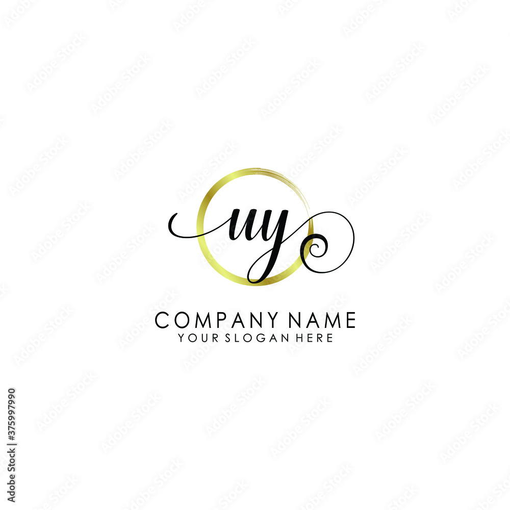 UY Initial handwriting logo template vector UY Initial handwriting logo template vector