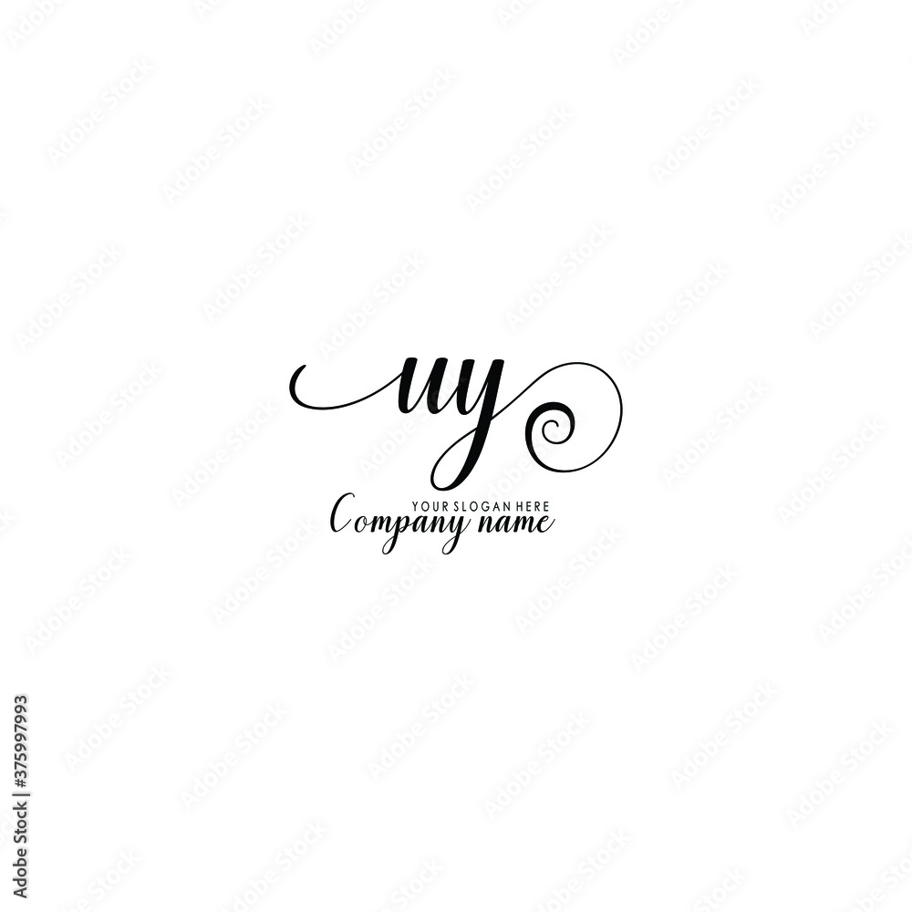 UY Initial handwriting logo template vector