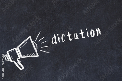 Chalk sketch of loudspeaker and inscription dictation