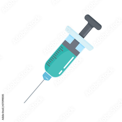A syringe filled with green liquid to kill the coronavirus.