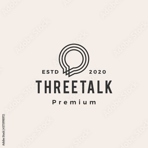 three talk chat bubble hipster vintage logo vector icon illustration
