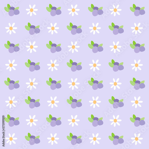 Lovely Grape and Tulip Flower Seamless Simple Pattern Background Vector Illustration