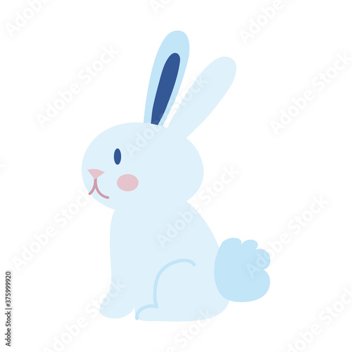 mid autumn cute rabbit seated flat style icon © Gstudio