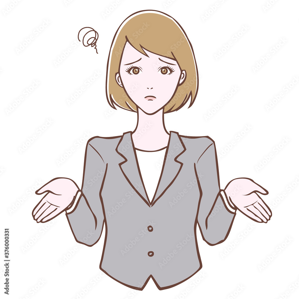 スーツを着た若い女性 がっかりポーズ イラスト スーツを着た若い女性 がっかりポーズ イラスト