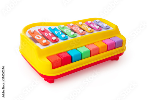 Baby piano toy isolated on white background