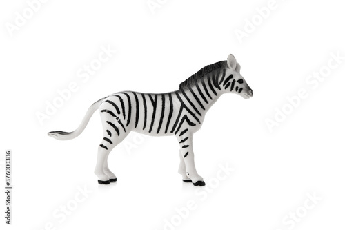 Zebra toy isolated on white background