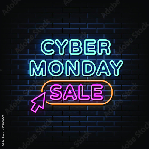 Cyber monday sale neon sign, neon style