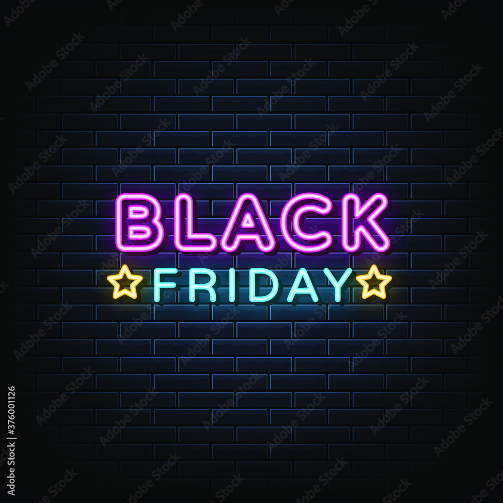 Black friday neon sign, neon style