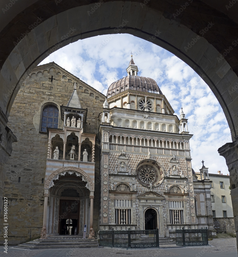 Bergamo, Italy. The old town. The Basilica of Santa Maria Maggiore and the Colleoni Chapel. Two of the most important monuments of the city and main attractions for tourists. Best of Italy