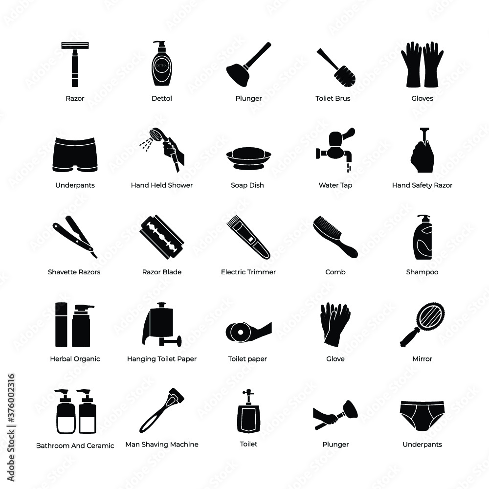 Bathroom Accessories Icons Pack