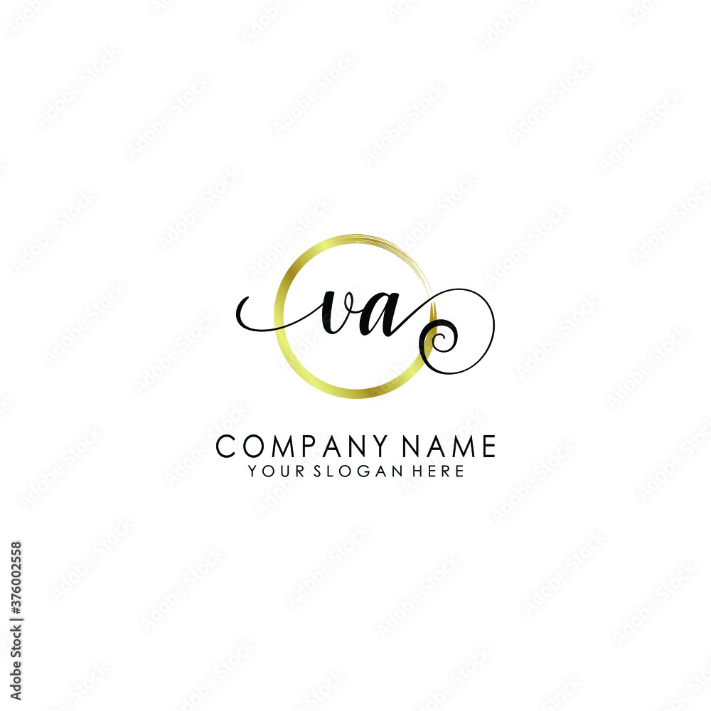 VA Initial handwriting logo template vector
