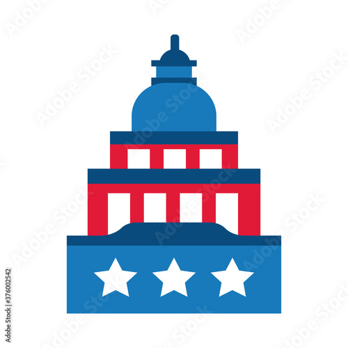 capitol building usa election flat style icon
