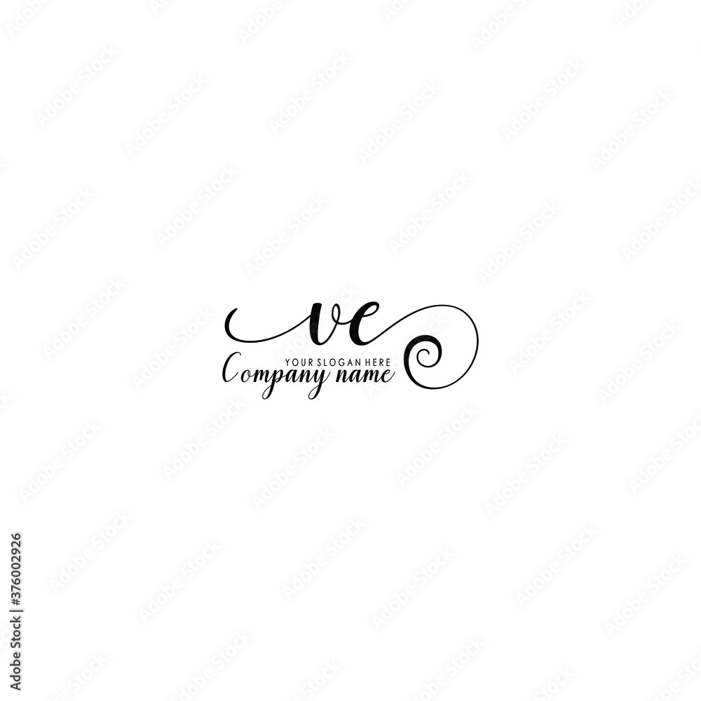 VE Initial handwriting logo template vector VE Initial handwriting logo template vector