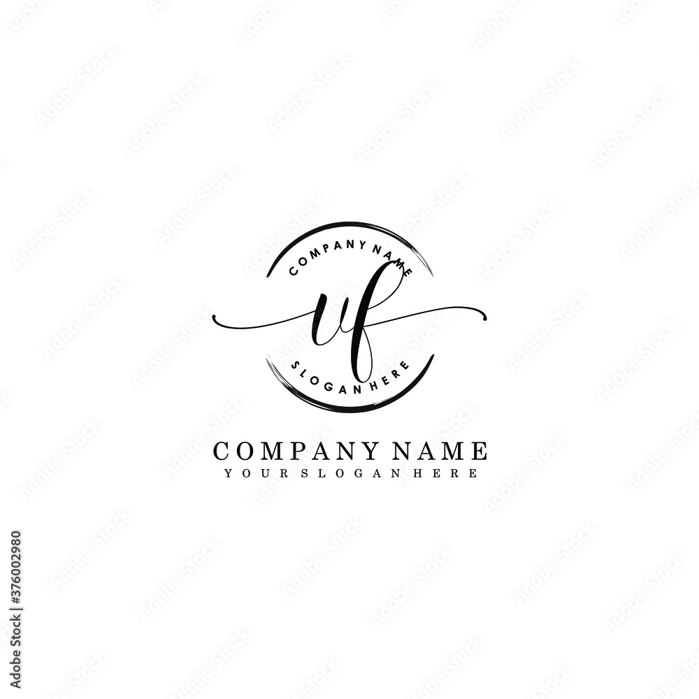 VF Initial handwriting logo template vector

