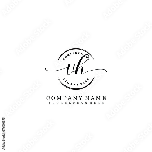 VH Initial handwriting logo template vector 