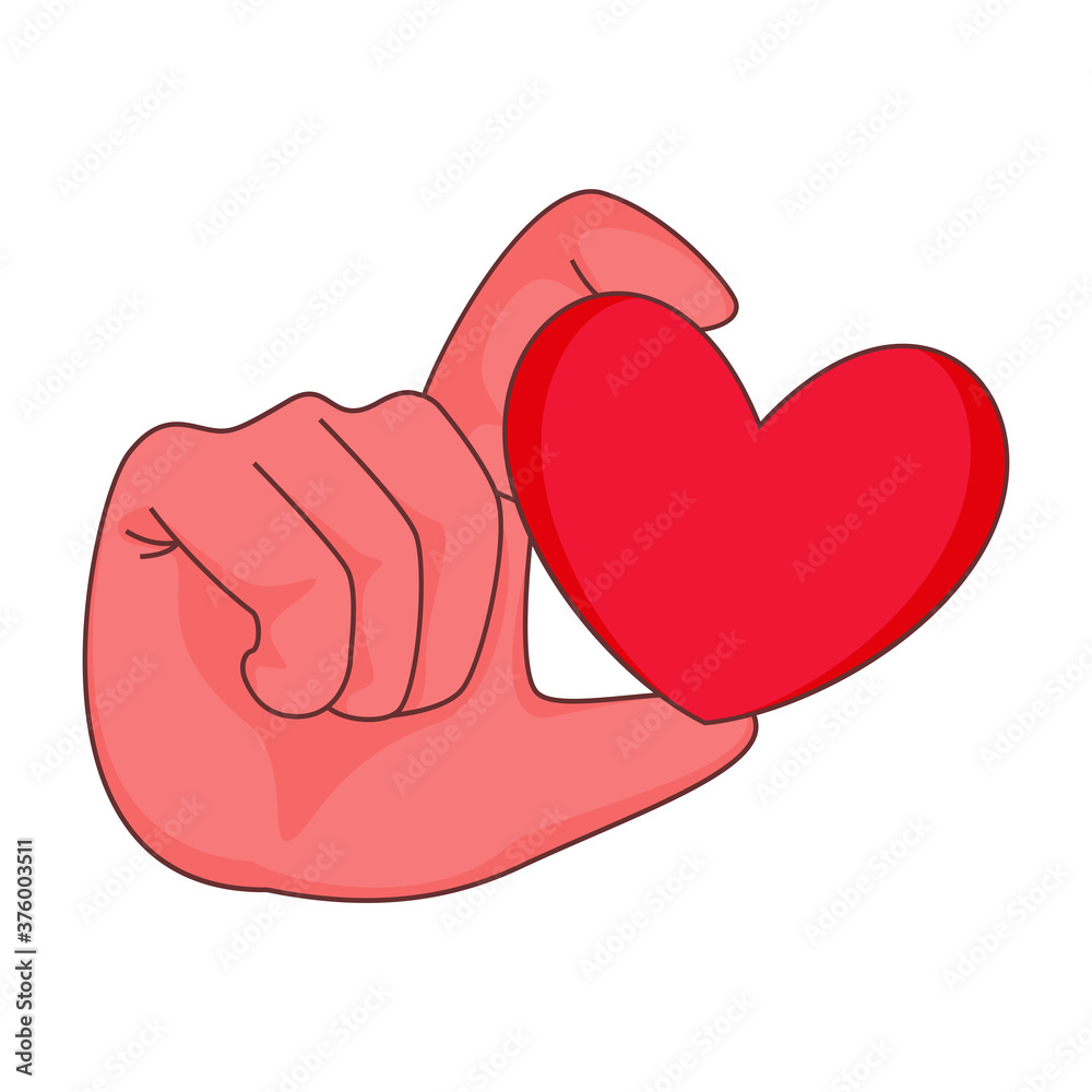 Hand Holding Red Heart on White Background. Hand Holding Red Heart on White Background.