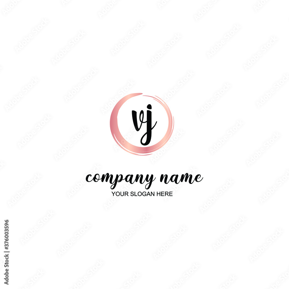 VJ Initial handwriting logo template vector
