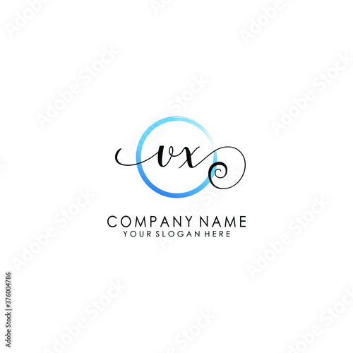 VX Initial handwriting logo template vector