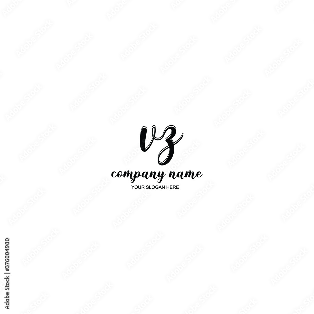 VZ Initial handwriting logo template vector VZ Initial handwriting logo template vector