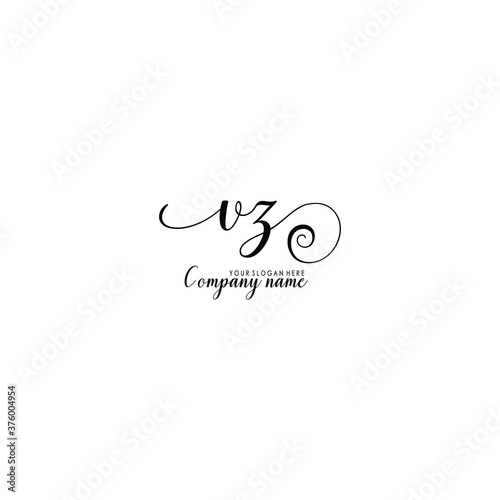VZ Initial handwriting logo template vector