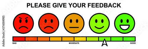 Vector feedback survey template. Ten scale of colorful from rage to satisfied with checkbox on white background. Emoticons element of UI design for client service rating. EPS10

