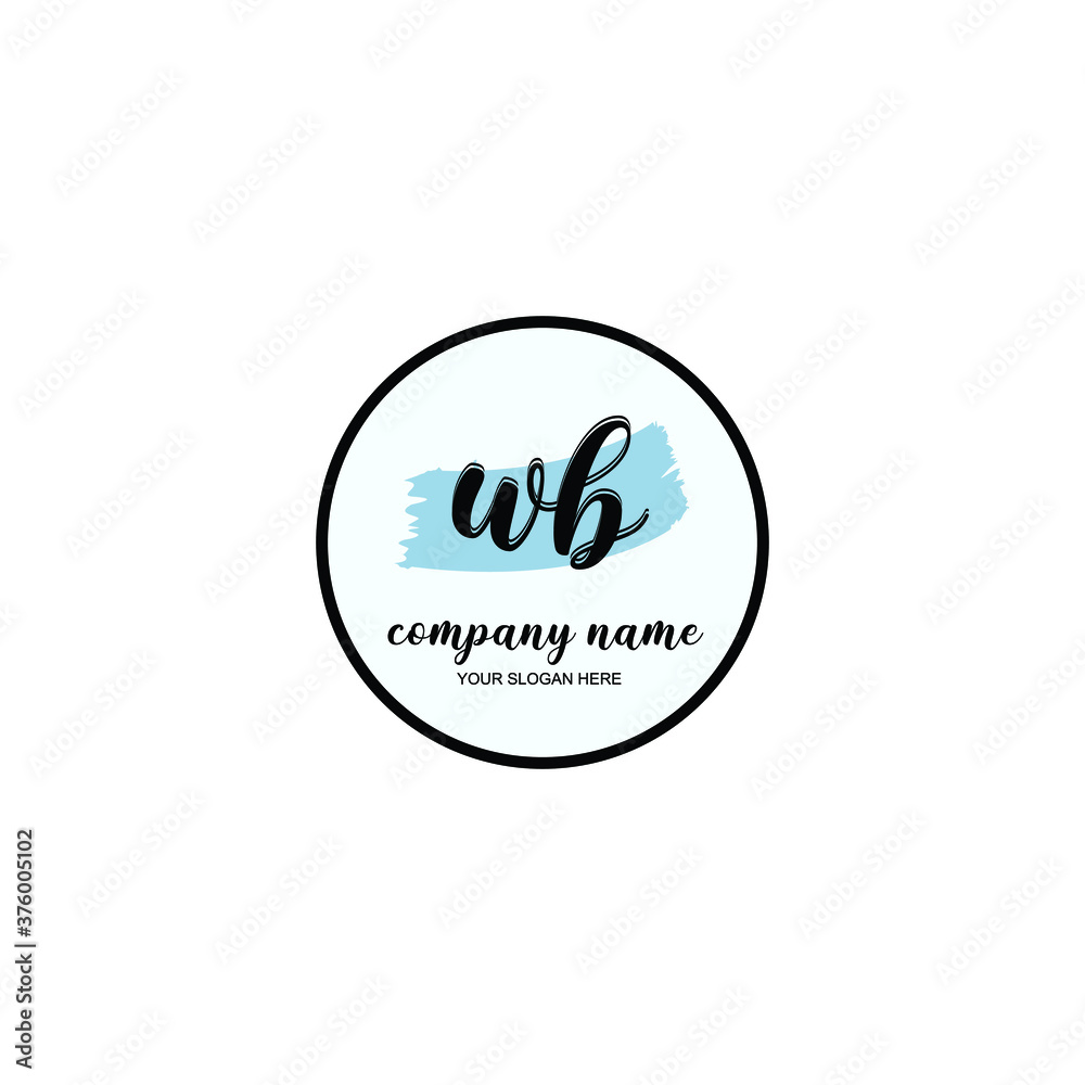 WB Initial handwriting logo template vector WB Initial handwriting logo template vector