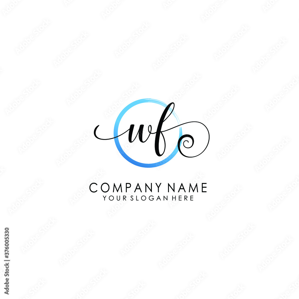 WF Initial handwriting logo template vector WF Initial handwriting logo template vector