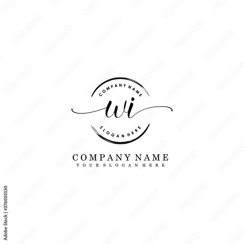 WI Initial handwriting logo template vector WI Initial handwriting logo template vector