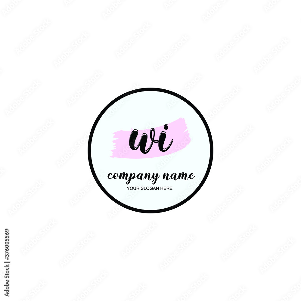 WI Initial handwriting logo template vector WI Initial handwriting logo template vector