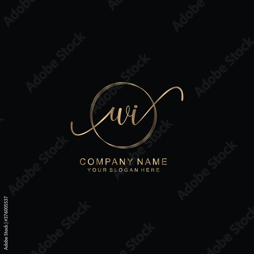 WI Initial handwriting logo template vector