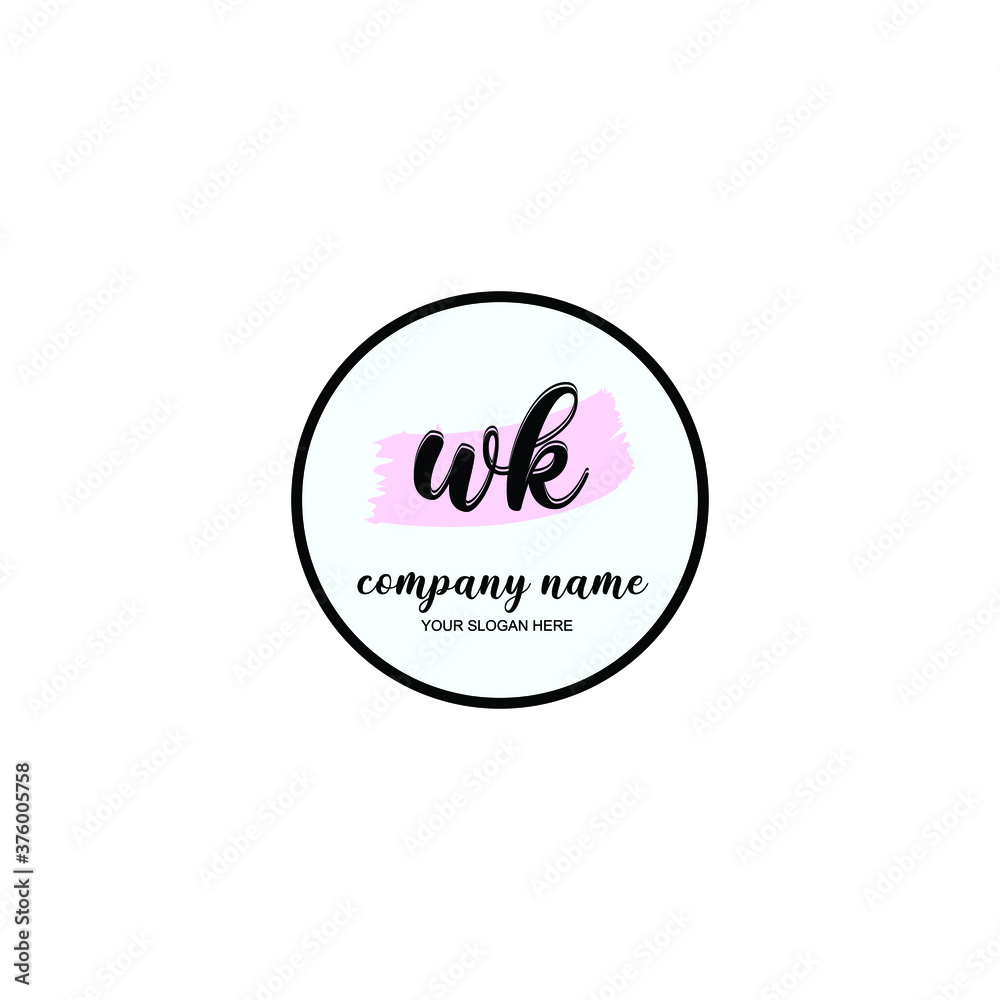 WK Initial handwriting logo template vector WK Initial handwriting logo template vector
