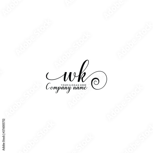 WK Initial handwriting logo template vector