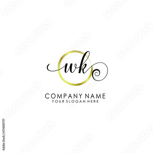 WK Initial handwriting logo template vector