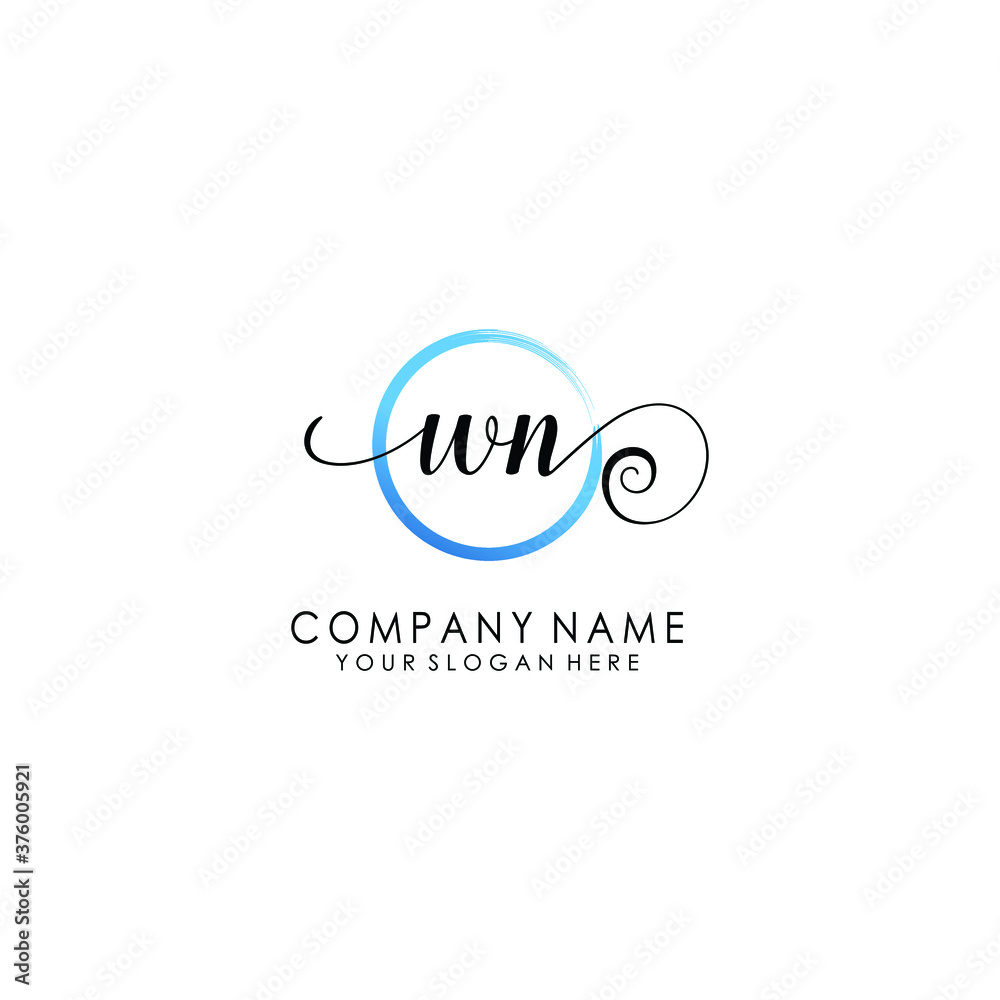 WN Initial handwriting logo template vector WN Initial handwriting logo template vector