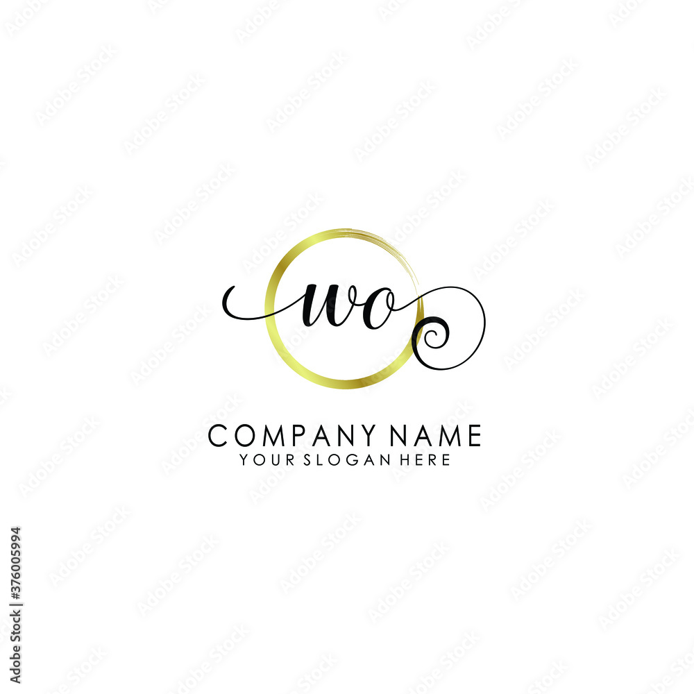 WO Initial handwriting logo template vector WO Initial handwriting logo template vector