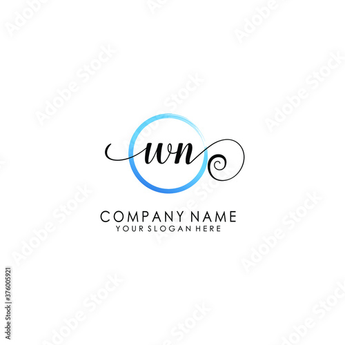 WN Initial handwriting logo template vector
