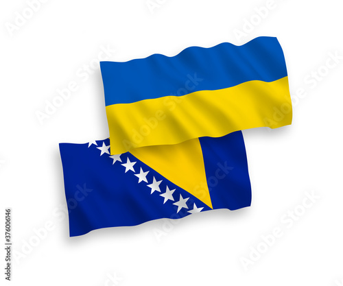 Flags of Bosnia and Herzegovina and Ukraine on a white background