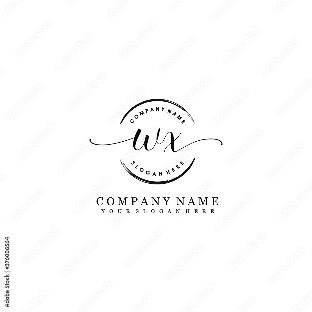 WX Initial handwriting logo template vector WX Initial handwriting logo template vector