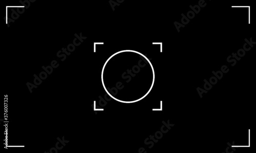 Camera frame. Video screen, viewfinder isolated on dark background