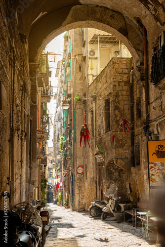 Fototapeta Naklejka Na Ścianę i Meble -  Picturesque street typical in Naples