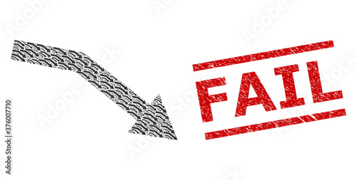 Recursion composition fail trend and Fail rubber stamp seal. Vector mosaic is made with scattered fail trend items. Stamp seal includes Fail text between parallel lines.