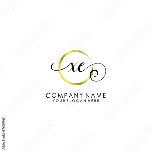 XE Initial handwriting logo template vector