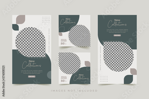 Trendy social media post templates For personal and business accounts with geometric elements Vector illustration