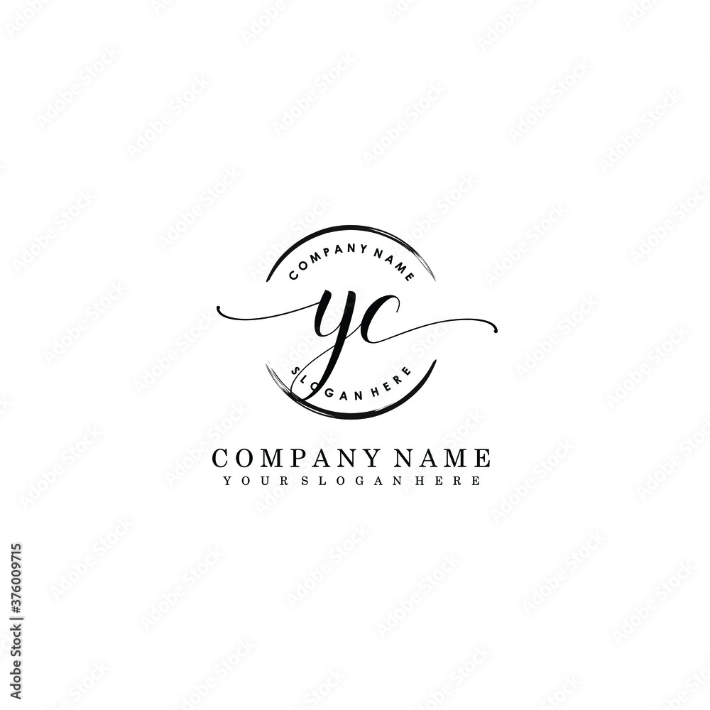 YC Initial handwriting logo template vector YC Initial handwriting logo template vector