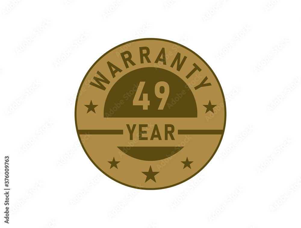 49 years warranty golden badges isolated on white background. Warranty label