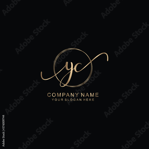 YC Initial handwriting logo template vector