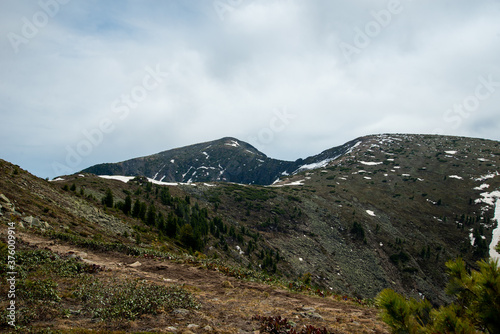 Mountain landscapes in the Khamar-Daban mountains.Spring in the mountains of Khamar-Daban  Eastern Siberia  Irkutsk region.