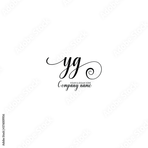 YG Initial handwriting logo template vector