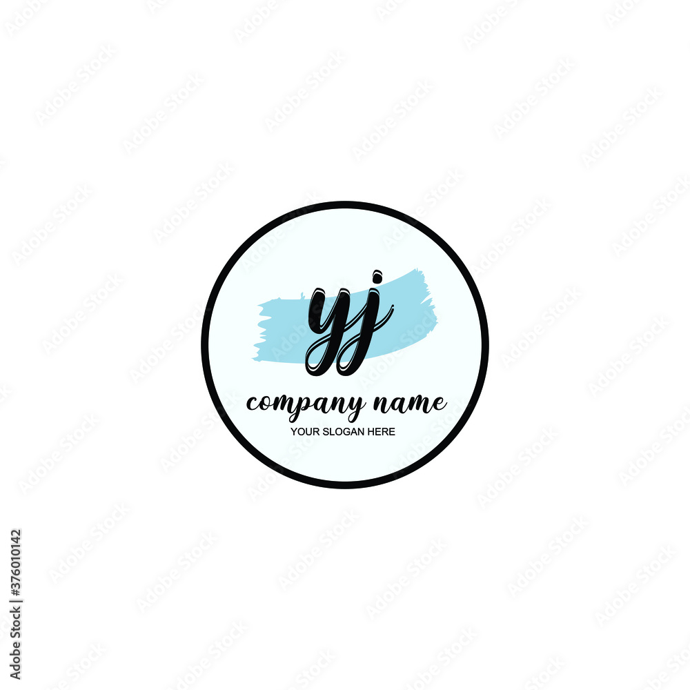 YJ Initial handwriting logo template vector YJ Initial handwriting logo template vector